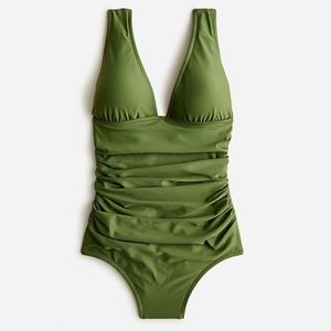 NWT J. Crew Ruched V-neck one-piece in Safari